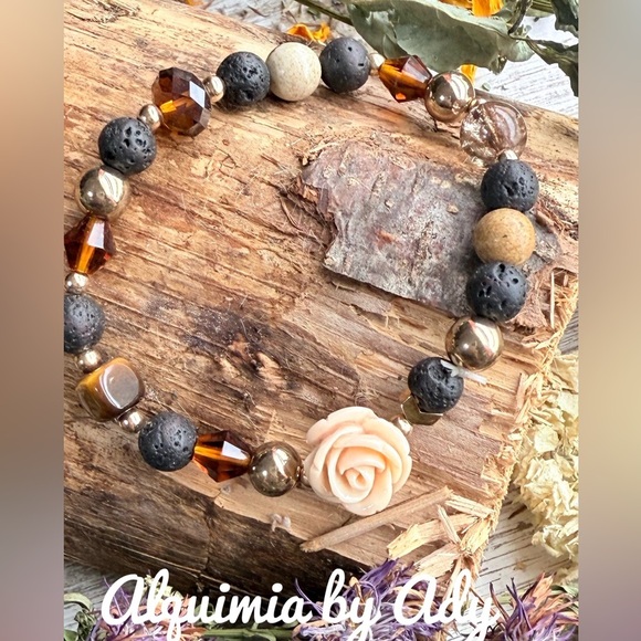 Neutral colors multicolored multi gemstone beaded handmade unique - Picture 1 of 1